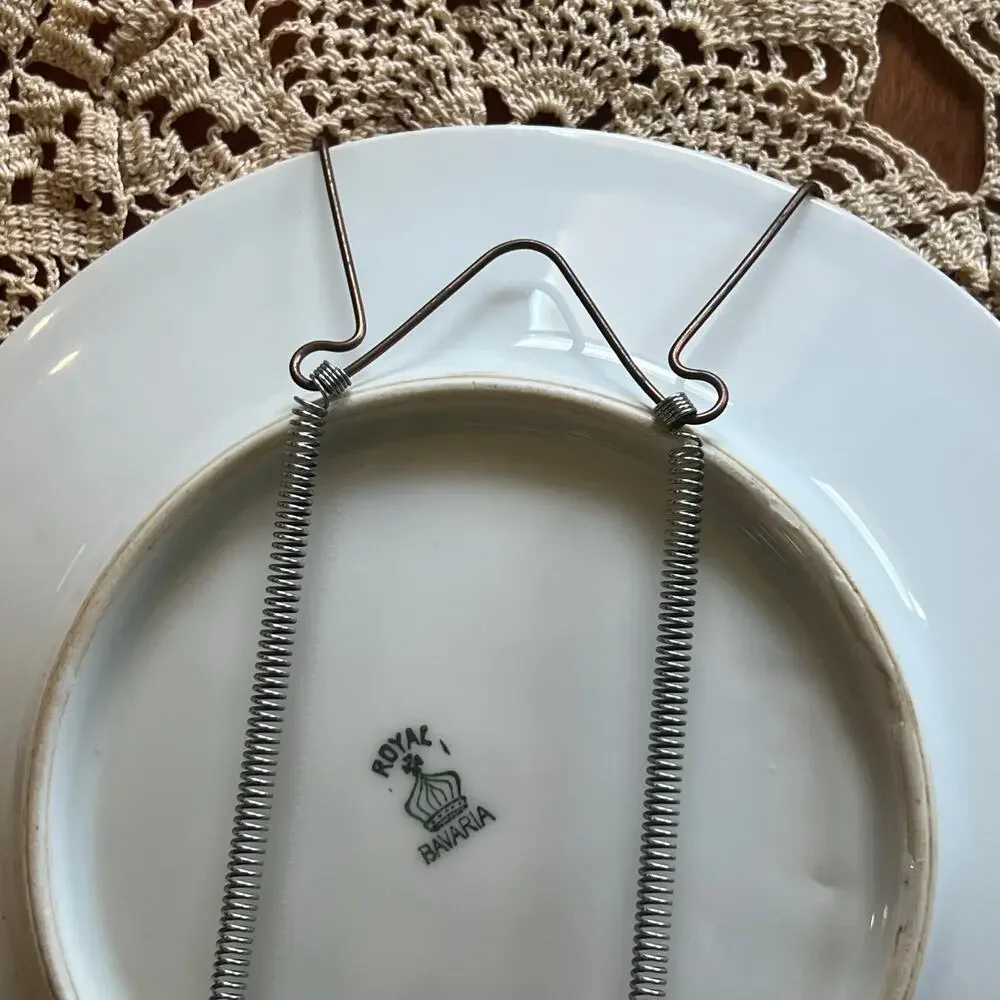 Vintage MCM Royal Bavaria Man in Moon Plate Porcelain Wall Hanging Cheese Quote